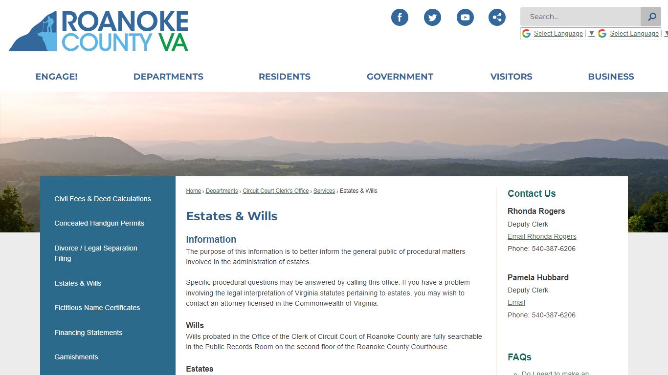 Estates & Wills | Roanoke County, VA - Official Website
